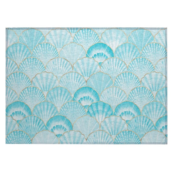 Addison Rugs Surfside Blue 1 ft. 8 in. x 2 ft. 6 in. Geometric Indoor/Outdoor Area Rug