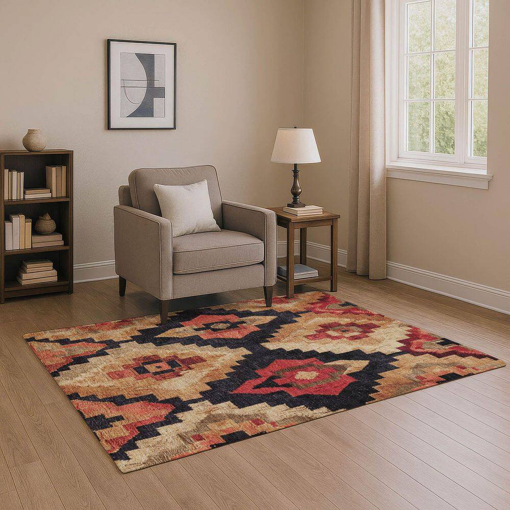 Mayfield Premium Machine Washable Abstract AMF1894 Rust 9 ft. x 12 ft. Area Rug - thumbnail 6