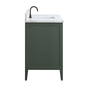 42 in. W x 22 in. D x 34 in. H Single Sink Bathroom Vanity Cabinet in Vintage Green with Engineered Marble Top