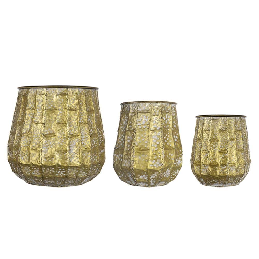 3Pcs Distressed Metal Planter Set, S/M/L Round Garden Plant Pots｜Set price history on PriceWatchPro