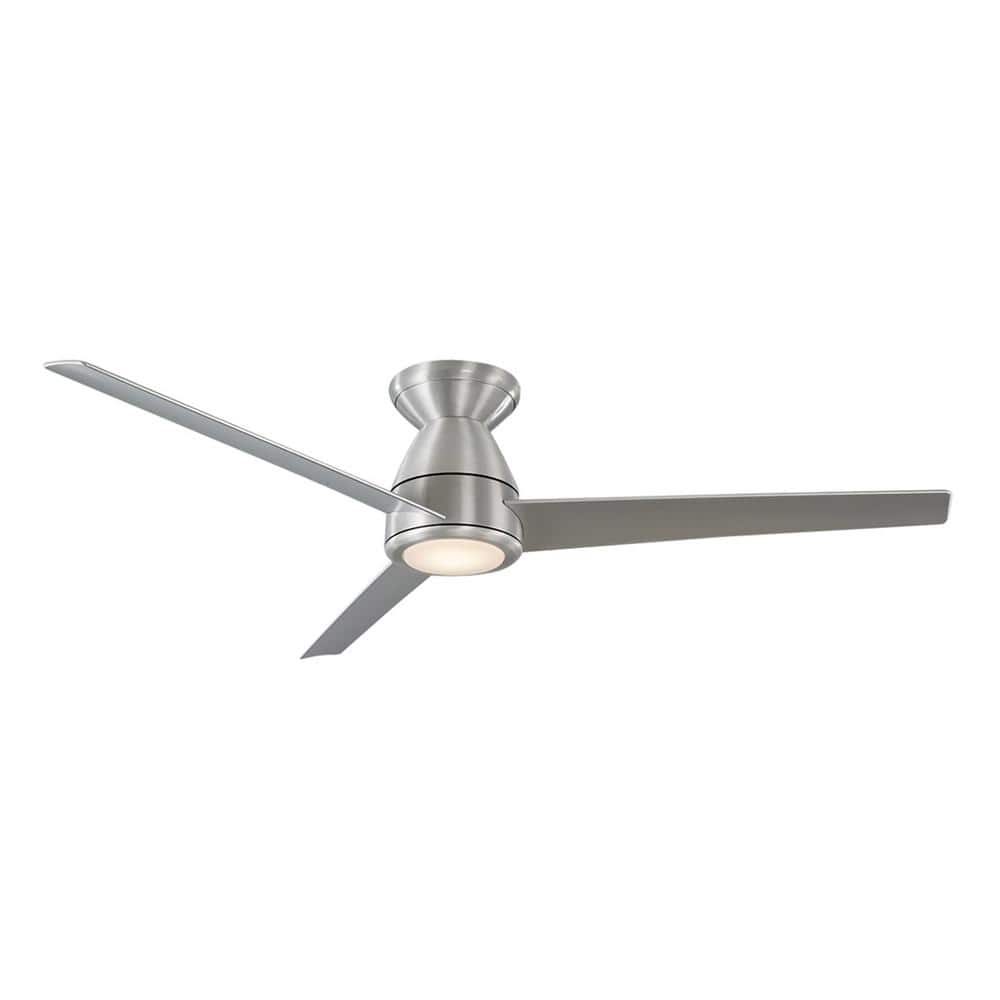 Tip Top 52" Brushed Aluminum Smart Flush Mount Ceiling Fan with LED Light