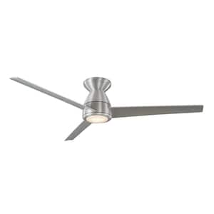 Tip Top 52 in. Smart Indoor/Outdoor 3-Blade Flush Mount Ceiling Fan Brushed Aluminum with 3000K LED and Remote Control