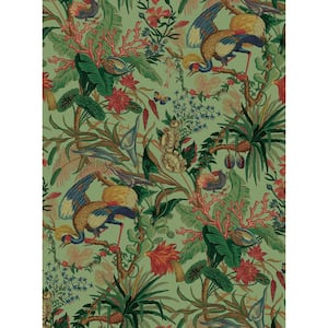 30.75 sq. ft. Seagreen Tropical Canopy Vinyl Peel and Stick Wallpaper Roll