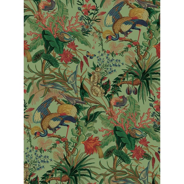 NextWall 30.75 sq. ft. Seagreen Tropical Canopy Vinyl Peel and Stick Wallpaper Roll