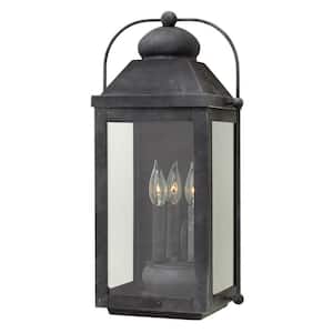 Anchorage 3-Light Aged Zinc LED Outdoor Wall Lantern Sconce