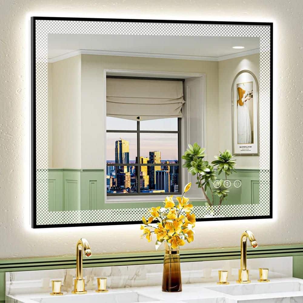 40 in. W x 32 in. H Rectangular Framed Front and Back LED Lighted Anti-Fog Wall Bathroom Vanity Mirror in Tempered Glass price history on PriceWatchPro