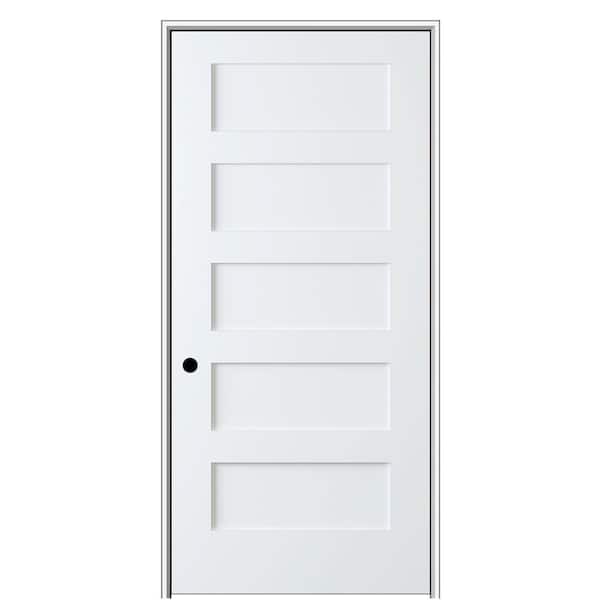 MMI DOOR Shaker Flat Panel 30 in. x 80 in. Right Hand Solid Core Primed HDF Single Pre-Hung Interior Door with 4-9/16 in. Jamb