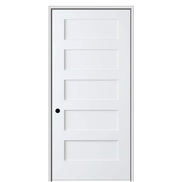 MMI Door Shaker Flat Panel 32 in. x 80 in. Right Hand Solid Core Primed HDF Single Pre-Hung Interior Door with 4-9/16 in. Jamb
