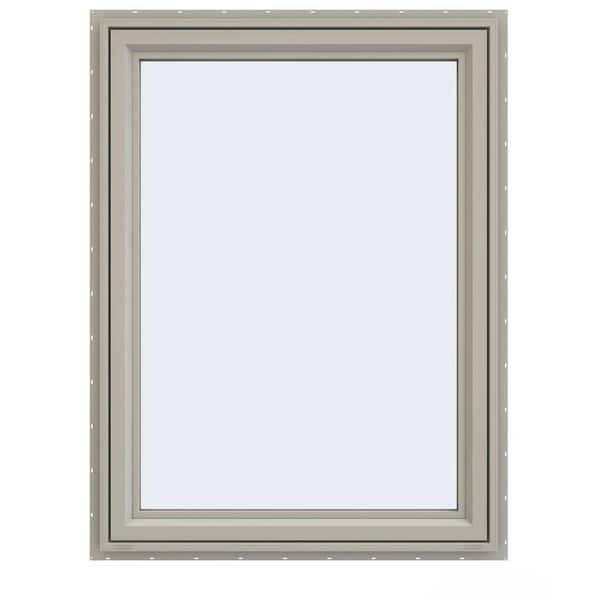 35.5 in. x 47.5 in. V-4500 Series Desert Sand Vinyl Left-Handed Casement Window with Fiberglass Mesh Screen