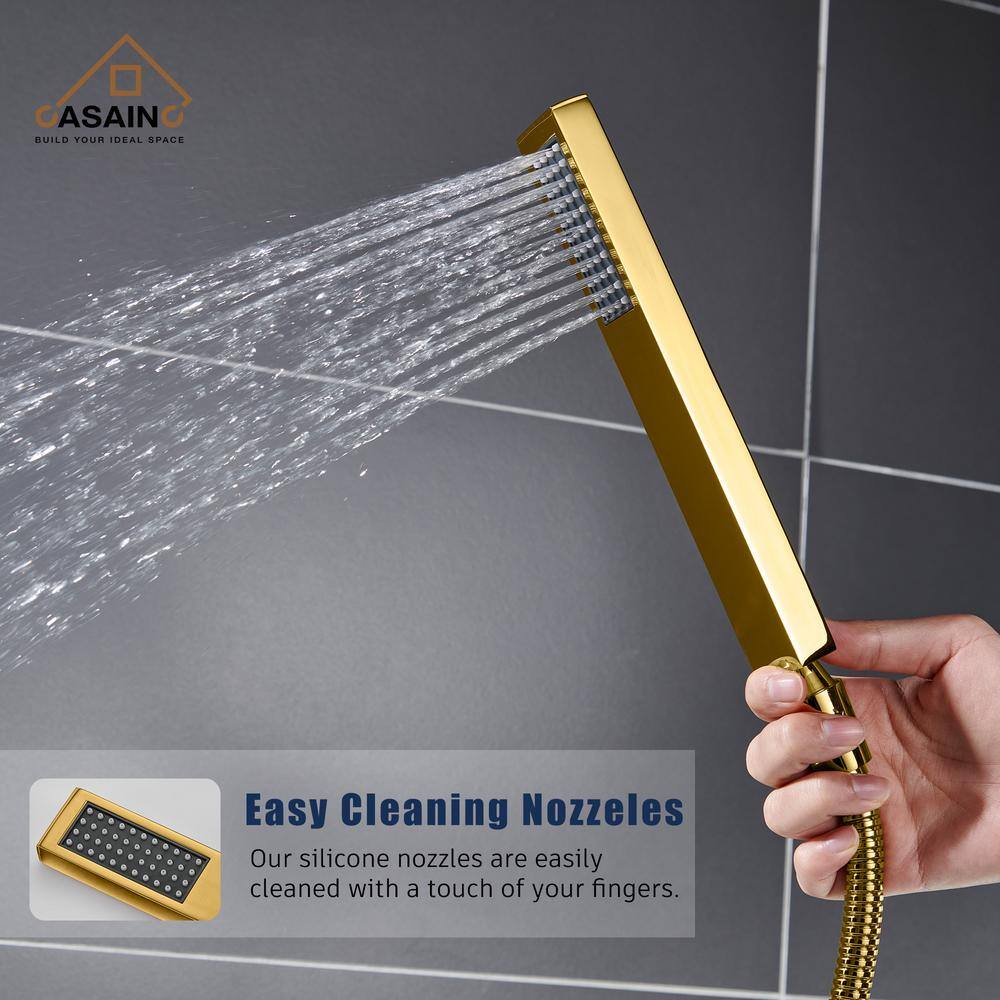 Gold Deck Mounted Waterfall Tub Faucet with Hand Shower