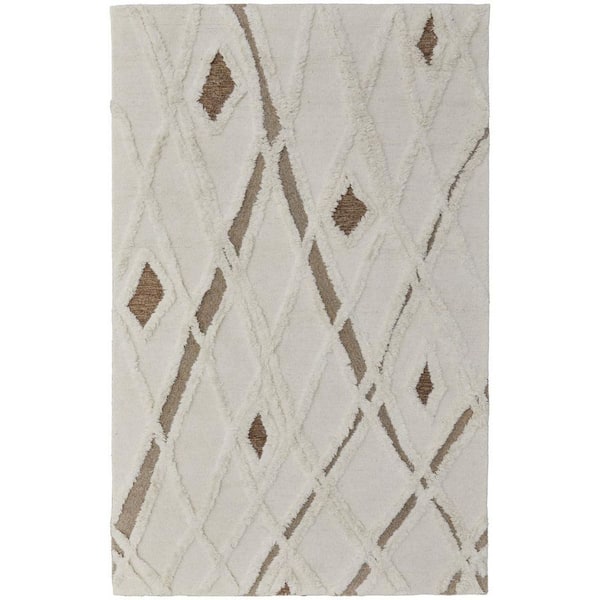8 ft. x 10 ft. Ivory, Taupe, Brown Geometric Area Rug