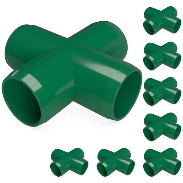 Formufit 3/4 in. Furniture Grade PVC Cross in Green (8-Pack)
