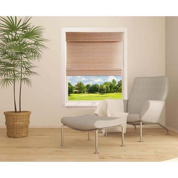 Cordless Bamboo Roman Window Blind Sun Shade 26 in. W x 72 in. L