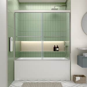 Burano 60 in. W x 58 in. H Sliding Bathtub Door, CrystalTech Treated 1/4 in. Tempered Clear Glass, Chrome Hardware