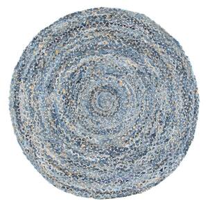 Otelia Solid Jute Denim 6 ft. x 6 ft. Indoor Round Rug