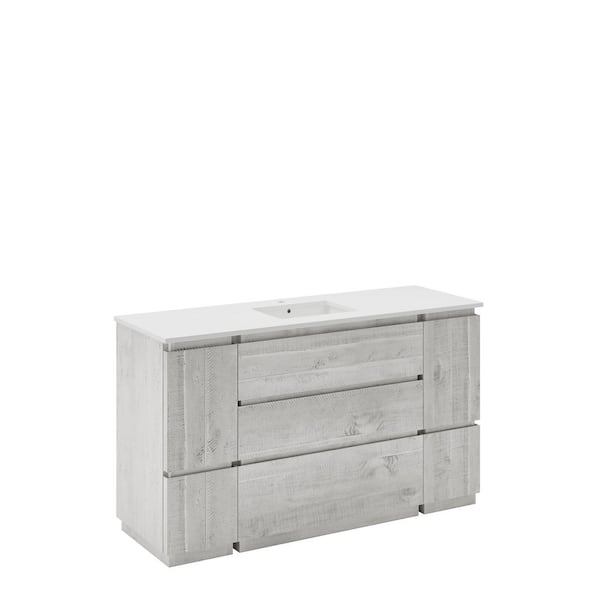 Fresca Formosa 60 in. Single Sink Freestanding Rustic White Bath Vanity with White Quartz Top and Undermount Ceramic Sink