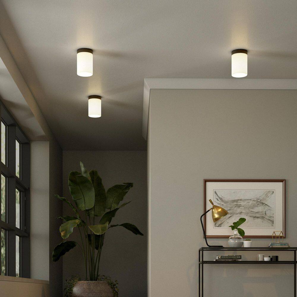 Luxe 6" Blackened Bronze Flush Mount with Linen Shade