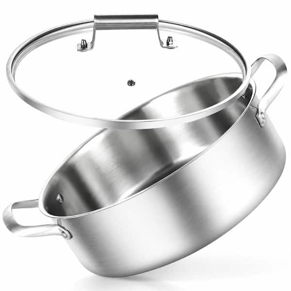 8 qt. Tri-Ply Stainless Steel Deep Saute Pan with Lid, 13 in., Induction Ready, Dual Cool-Touch Handles, Oven Safe