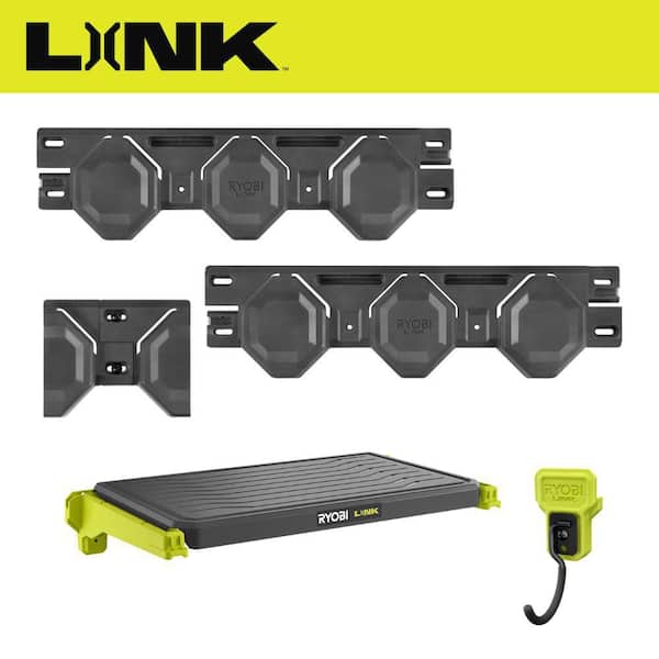 LINK Wall Shelving Starter Kit w/ (2) 16in. Wall Rail, (1) 21in. Solid Shelf, (1) Reversible J Hook, (2) 2-in-1 Endcaps