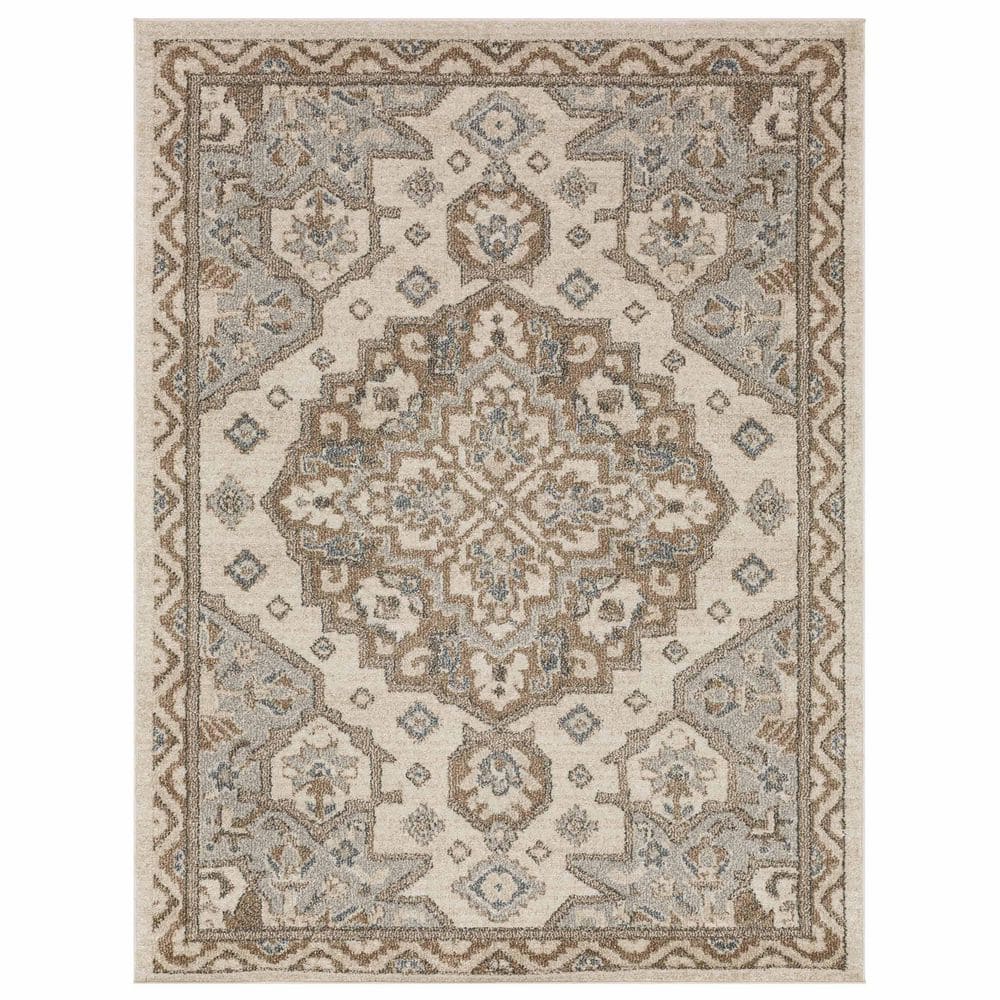 Elegant Gray 5'3" x 8' Easy-Care Synthetic Area Rug