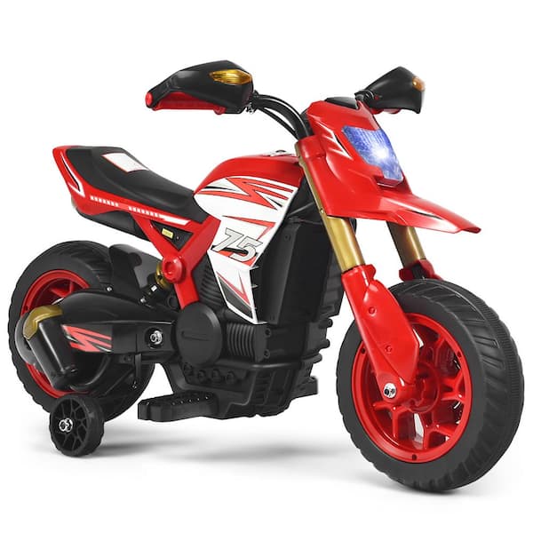 Gymax 6-Volt Licensed Kids Ride On Motorcycle with Headlight Training Wheels Red