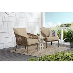 Coral Vista Brown Wicker Outdoor Patio Lounge Chair with CushionGuard Putty Tan Cushions (2-Pack)