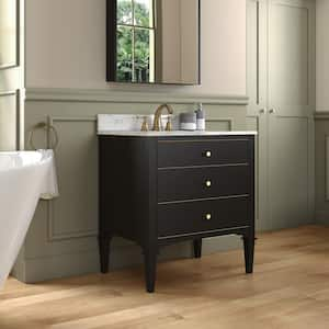 Roma 31 in. W x 22 in. D Bath Vanity in Espresso with Marble Vanity top in Carrara White with White Basin