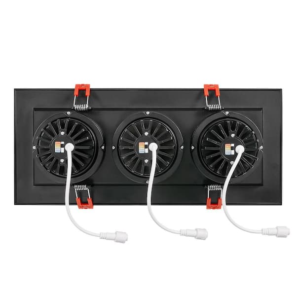 Maxxima 4 in. 3 Head LED Slim Square Recessed Anti-Glare Gimbal