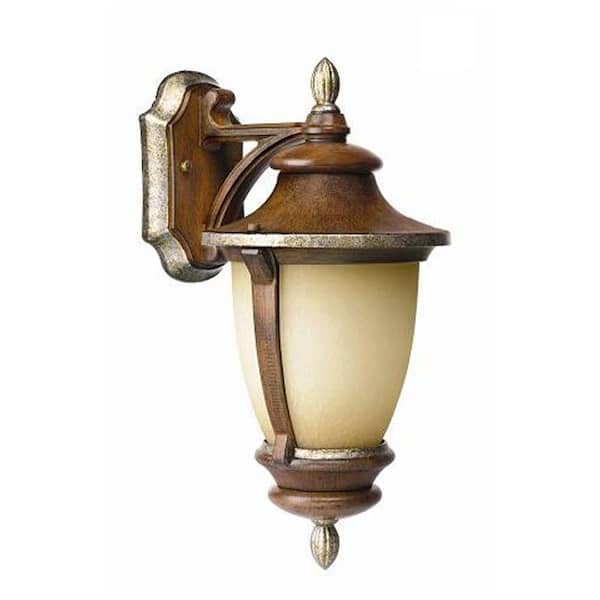 Hampton Bay 16.5 in. 1-Light Mossoro Walnut Outdoor Wall Lantern Sconce