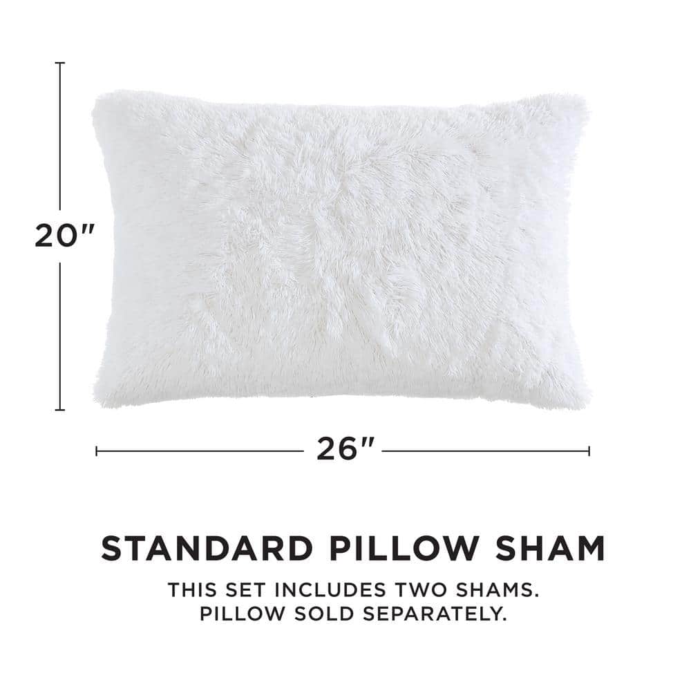 White Faux Fur Full Comforter Set with Reversible Shams