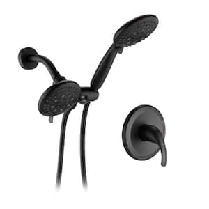 5-Spray Patterns with 2.5 GPM 8.3 in. Wall Mounted Copper Dual Shower Heads Combo Set in Matte Black