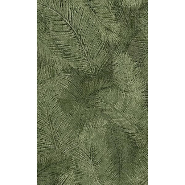 Walls Republic Green Fine Feather-Like Leaves Printed Non-Woven Non-Pasted Textured Wallpaper 57 sq. ft.