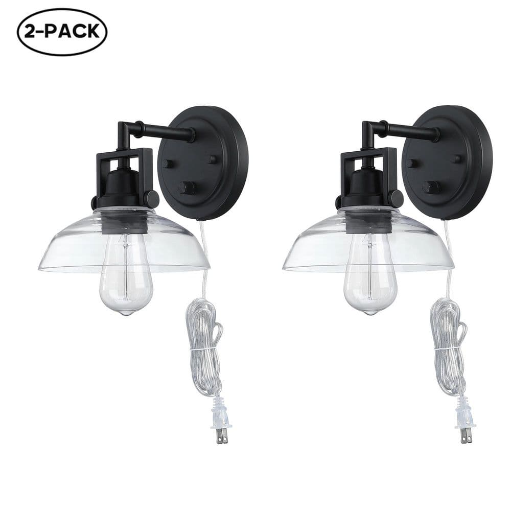 Bonzo 7.49 in. 1-Light Matte Black Vintage Wall Sconce with Clear Glass Shade (2 Pack） price history on PriceWatchPro
