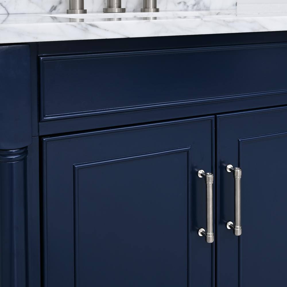 Navy Blue Single Bathroom Vanity with Marble Top