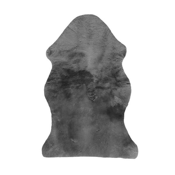 HomeRoots Charlie Charcoal Solid Color Faux Fur Throw Blanket