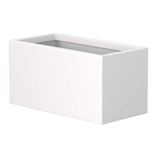 23.5 in. Large Crisp White(Enhanced Interior) Concrete Rectangular Planter / Pot with Drainage Holes