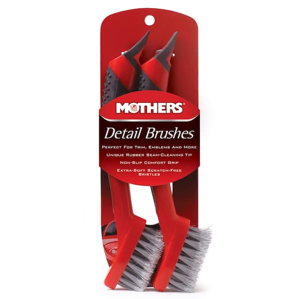 MOTHERS Automotive Car Care Detailing Brush Set with Scratch-Free Bristles