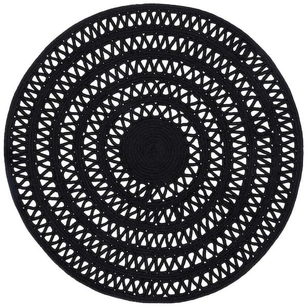 Bowline Handwoven Round Black 10 ft. Round Outdoor Rug