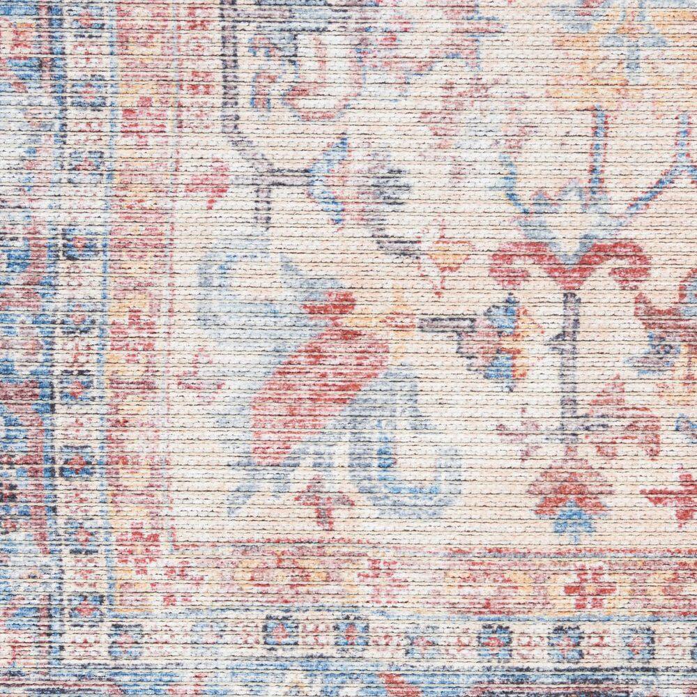 Machine Washable Blue and Multicolor Floral Runner Rug