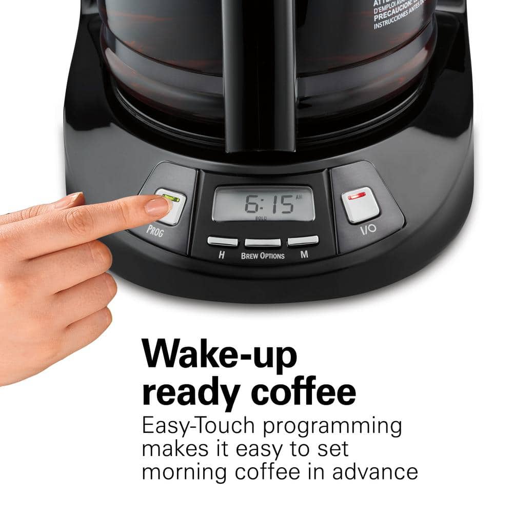 12-Cup Black Stainless Steel Programmable Drip Coffee Maker