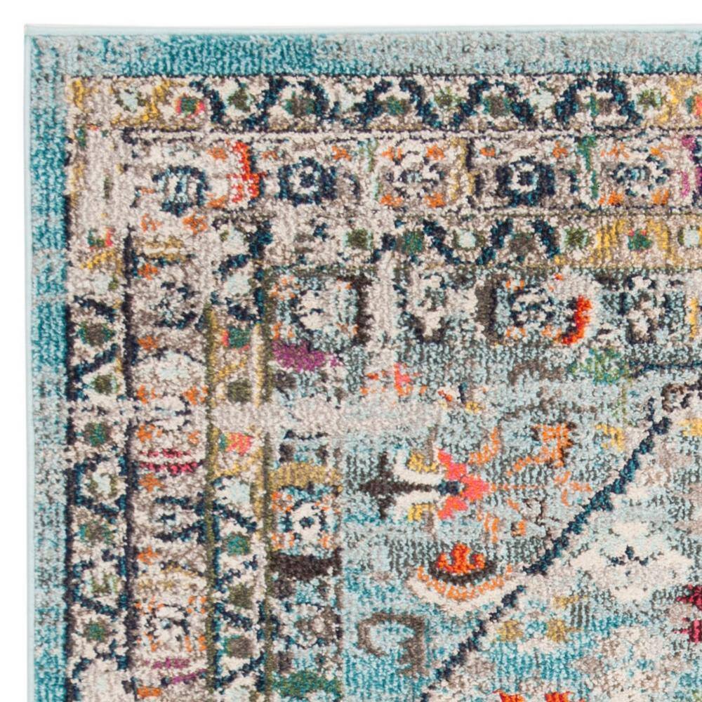 Bohemian Bliss Round Blue Floral Accent Rug - 4' x 5'7"