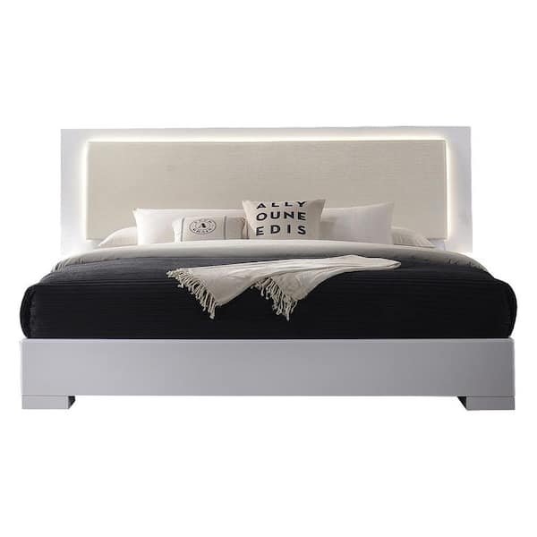 Best Master Furniture Athens White Lacquer California King Modern Platform Bed