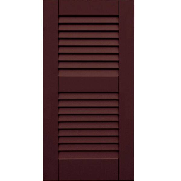Winworks Wood Composite 15 in. x 30 in. Louvered Shutters Pair #657 Polished Mahogany