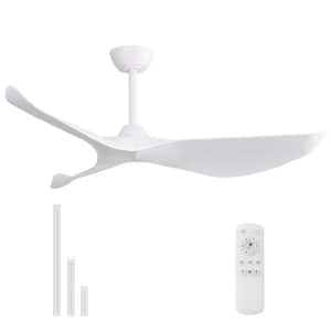 52 in. Indoor/Outdoor Modern White Ceiling Fan without Light and 6 Speed Remote Control