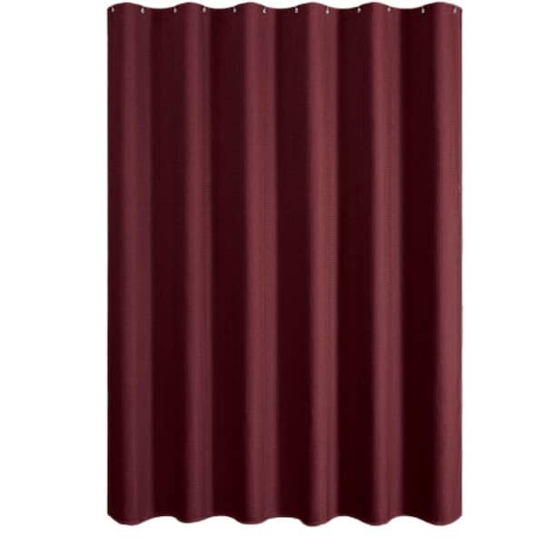 Aoibox Heavy Duty Waffle Textured 72 in. W x 72 in. L Fabric Shower Curtain Sets in Burgundy