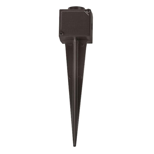 HINKLEY 9 in. Cast Aluminum Box Bronze Ground Spike with Junction