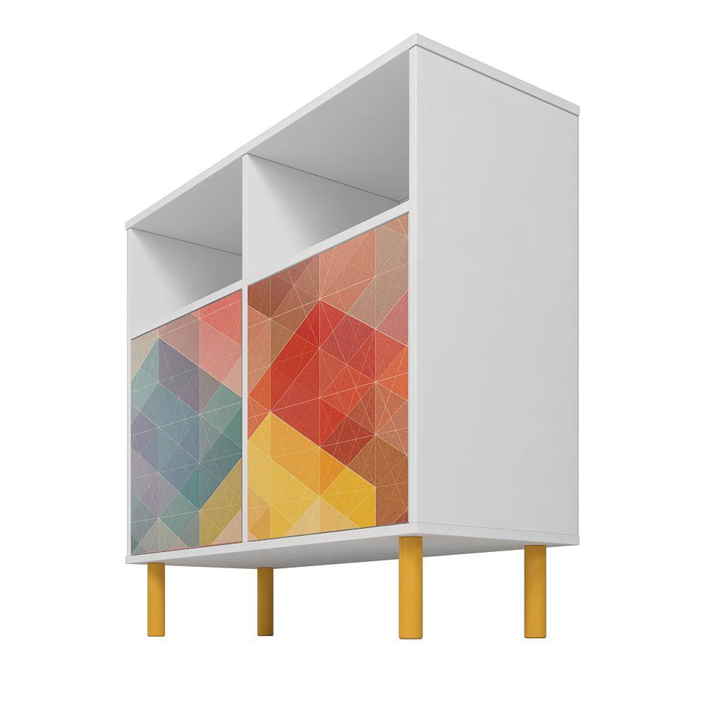 Retro Multi-Color Print Sideboard with Yellow Legs