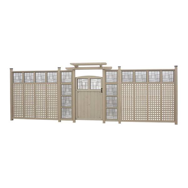 Yardistry Baycrest 3.5 ft. x 5.6 ft. Wood Fence Gate with Faux Glass Insert