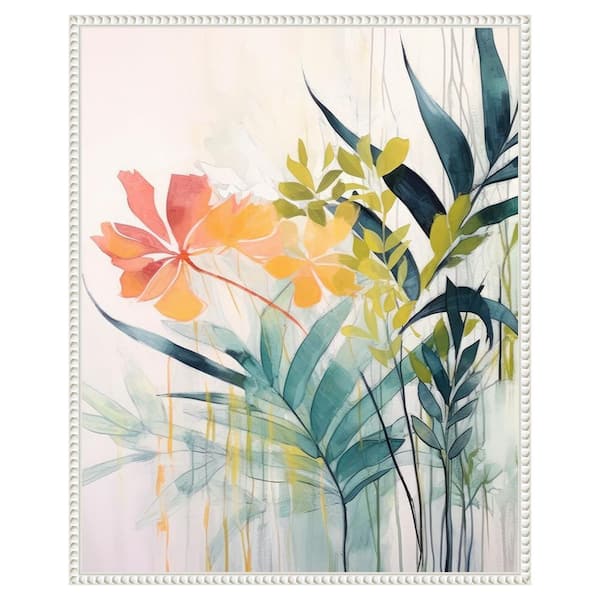 Amanti Art Pink and Yellow Floral Elegance II by Irena Orlov 23 in. W x 28 in. H Canvas Float Frame in White