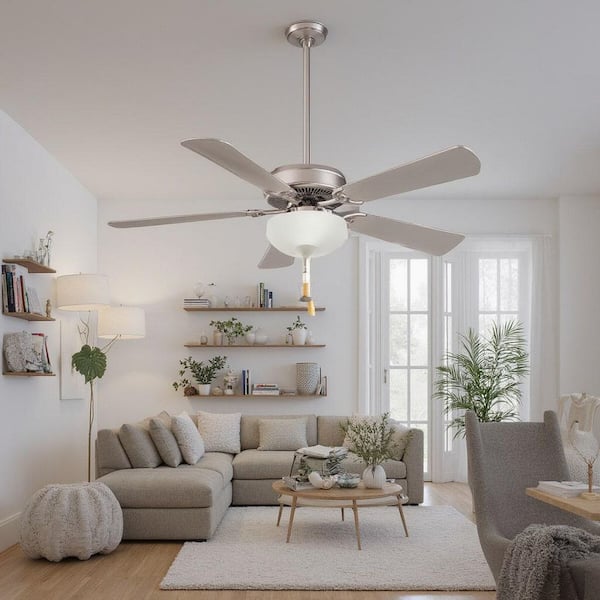 Contractor Uni-Pack 52 in. LED Indoor Brushed Steel Ceiling Fan with Light Kit